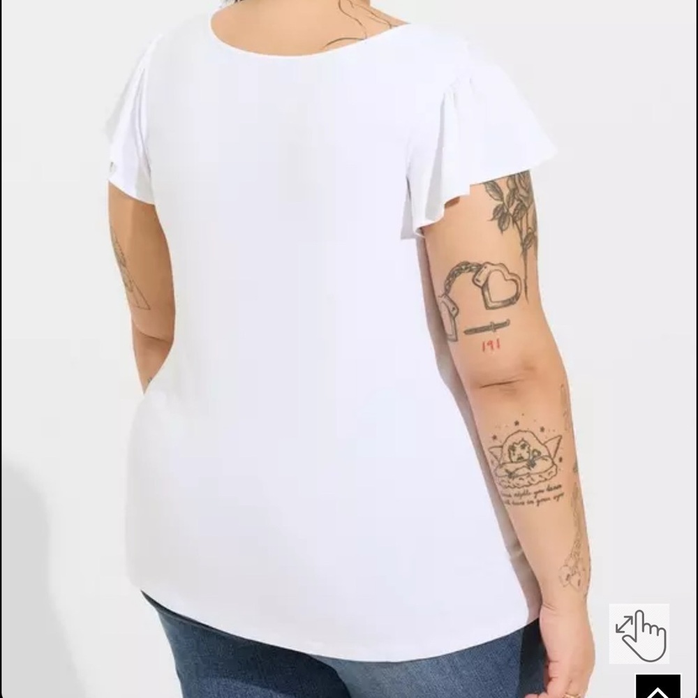 Super Soft V-Neck Ruffle Tee - Picture 2 of 5